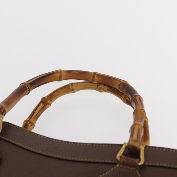 GUCCI Bamboo Tote Bag Leather Brown Gold 002 2865 0260 Auth 170330