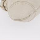 Salvatore Ferragamo Gancini Hand Bag Leather White Gold Auth 170332-10