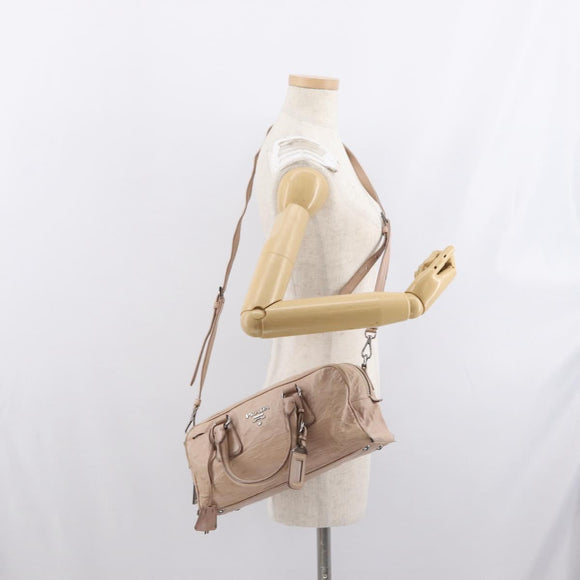 PRADA Hand Bag Leather 2way Pink Silver Auth 170334