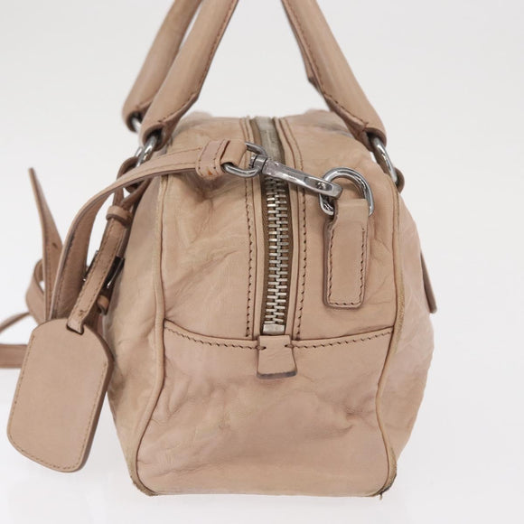 PRADA Hand Bag Leather 2way Pink Silver Auth 170334