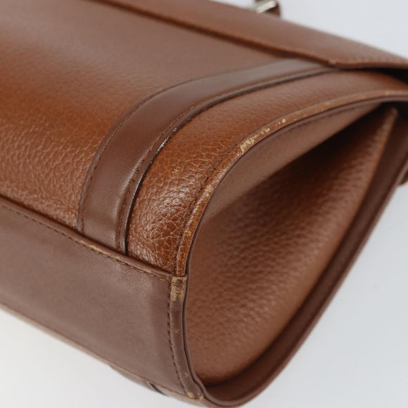 Burberrys Hand Bag Leather Brown Silver Auth 170335
