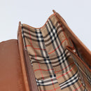 Burberrys Hand Bag Leather Brown Silver Auth 170335-17