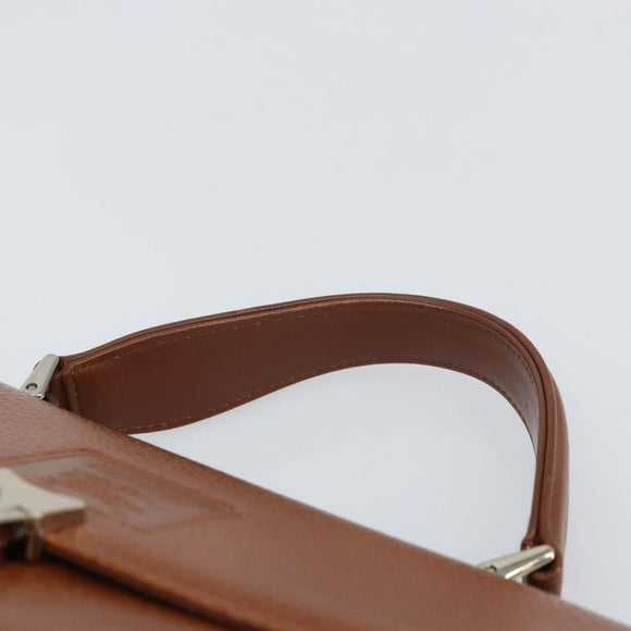 Burberrys Hand Bag Leather Brown Silver Auth 170335