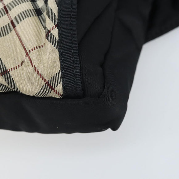 BURBERRY Nova Check Zwart label Taille tas Nylon Beige Zilver Auth 170337