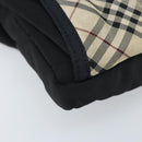 BURBERRY Nova Check Zwart label Taille tas Nylon Beige Zilver Auth 170337-15