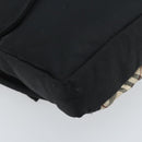 BURBERRY Nova Check Zwart label Taille tas Nylon Beige Zilver Auth 170337-9