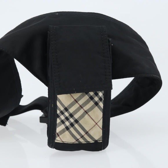 BURBERRY Nova Check Zwart label Taille tas Nylon Beige Zilver Auth 170337