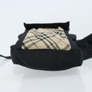 BURBERRY Nova Check Zwart label Taille tas Nylon Beige Zilver Auth 170337-5