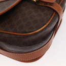 CELINE Macadam Canvas Shoulder Bag PVC Leather Brown Gold Auth 170338-8