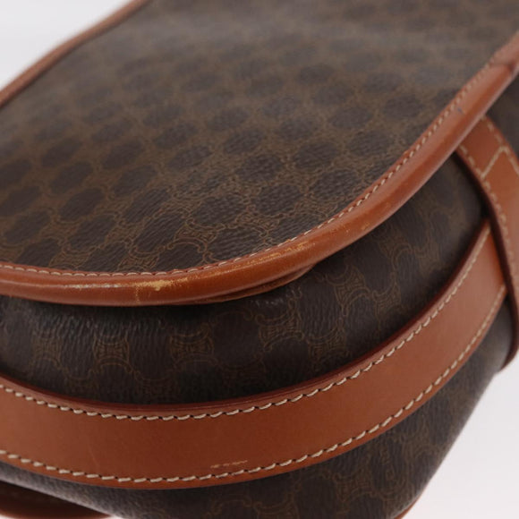 CELINE Macadam Canvas Shoulder Bag PVC Leather Brown Gold Auth 170338