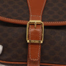 CELINE Macadam Canvas Shoulder Bag PVC Leather Brown Gold Auth 170338-9