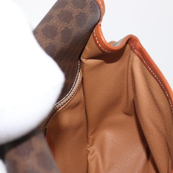 CELINE Macadam Canvas Shoulder Bag PVC Leather Brown Gold Auth 170338