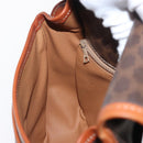 CELINE Macadam Canvas Shoulder Bag PVC Leather Brown Gold Auth 170338-21