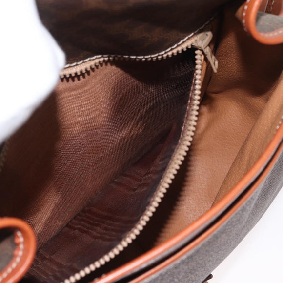 CELINE Macadam Canvas Shoulder Bag PVC Leather Brown Gold Auth 170338