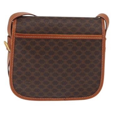 CELINE Macadam Canvas Shoulder Bag PVC Leather Brown Gold Auth 170338 - 0