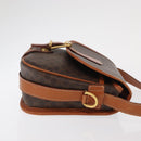 CELINE Macadam Canvas Shoulder Bag PVC Leather Brown Gold Auth 170338-3
