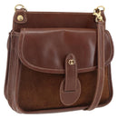 GUCCI Shoulder Bag Leather Suede Brown Gold Auth 170340-1