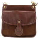 GUCCI Shoulder Bag Leather Suede Brown Gold Auth 170340-2
