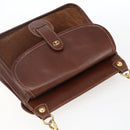 GUCCI Shoulder Bag Leather Suede Brown Gold Auth 170340-6