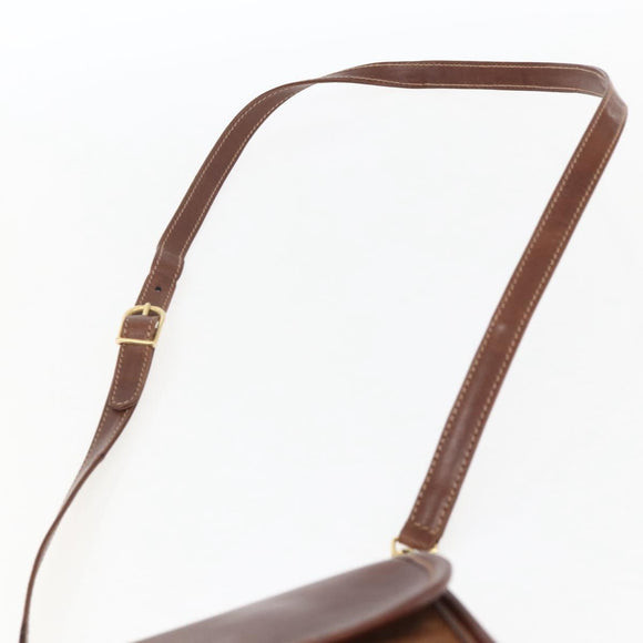 GUCCI Shoulder Bag Leather Suede Brown Gold Auth 170340