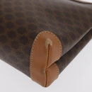 CELINE Macadam Canvas Clutch Bag PVC Leather Brown Gold Auth 170341-14