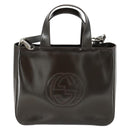 GUCCI Hand Bag Patent leather 2way Brown Silver 000 1013 0504 Auth 170344-2