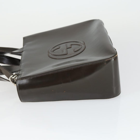 GUCCI Hand Bag Patent leather 2way Brown Silver 000 1013 0504 Auth 170344