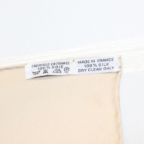 HERMES Carre 90 Scarf ""TURBANS DES REINES"" Silk Beige Auth 170357V