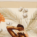 HERMES Carre 90 Scarf ""TURBANS DES REINES"" Silk Beige Auth 170357V-3