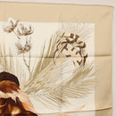 HERMES Carre 90 Scarf ""TURBANS DES REINES"" Silk Beige Auth 170357V-4