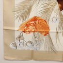 HERMES Carre 90 Scarf ""TURBANS DES REINES"" Silk Beige Auth 170357V-8