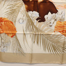 HERMES Carre 90 Scarf ""TURBANS DES REINES"" Silk Beige Auth 170357V-9