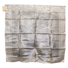 HERMES Carregram 70 Scarf ""EX LIBRIS"" Silk Silver Auth 170361