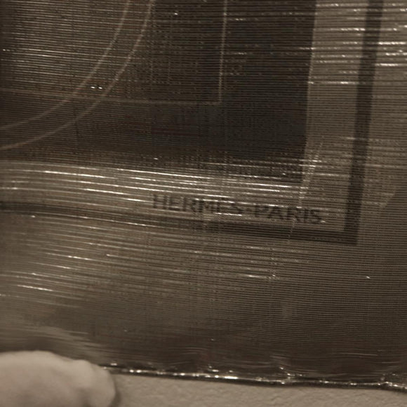 HERMES Carregram 70 Scarf ""EX LIBRIS"" Silk Silver Auth 170361