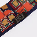 HERMES Twilly Scarf Horse Carriage Silk Navy Auth 170363V-11
