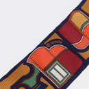 HERMES Twilly Scarf Horse Carriage Silk Navy Auth 170363V-12