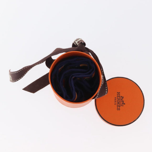 HERMES Twilly Scarf Horse Carriage Silk Navy Auth 170363V