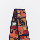 HERMES Twilly Scarf Horse Carriage Silk Navy Auth 170363V-6