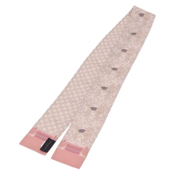 LOUIS VUITTON Monogram Bandeau Animal Scarf Silk Pink M70702 LV Auth 170366