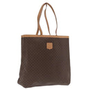 CELINE Macadam Canvas Tote Bag PVC Leather Brown Gold Auth 170367-1