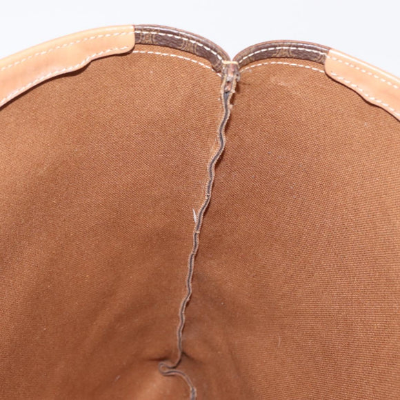 CELINE Macadam Canvas Tote Bag PVC Leather Brown Gold Auth 170367