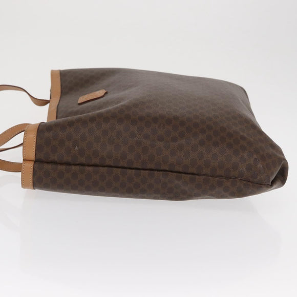 CELINE Macadam Canvas Tote Bag PVC Leather Brown Gold Auth 170367