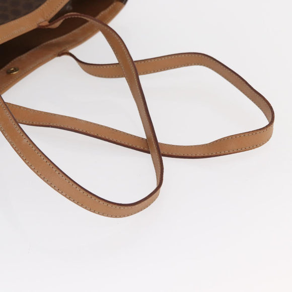 CELINE Macadam Canvas Tote Bag PVC Leather Brown Gold Auth 170367
