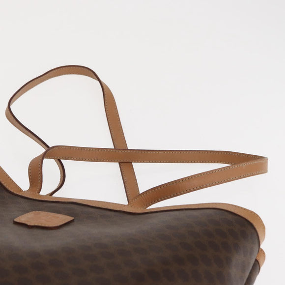 CELINE Macadam Canvas Tote Bag PVC Leather Brown Gold Auth 170367