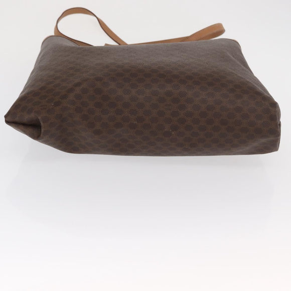 CELINE Macadam Canvas Tote Bag PVC Leather Brown Gold Auth 170367