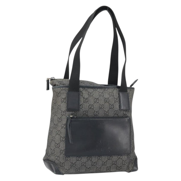 GUCCI GG Canvas Tote Bag Black Silver 28893 Auth 170369