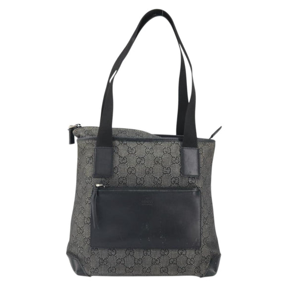GUCCI GG Canvas Tote Bag Black Silver 28893 Auth 170369