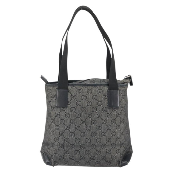 GUCCI GG Canvas Tote Bag Black Silver 28893 Auth 170369