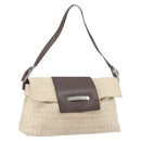 BVLGARI Logo Mania Shoulder Bag Canvas Beige Silver Auth 170371-1