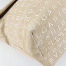 BVLGARI Logo Mania Shoulder Bag Canvas Beige Silver Auth 170371-16